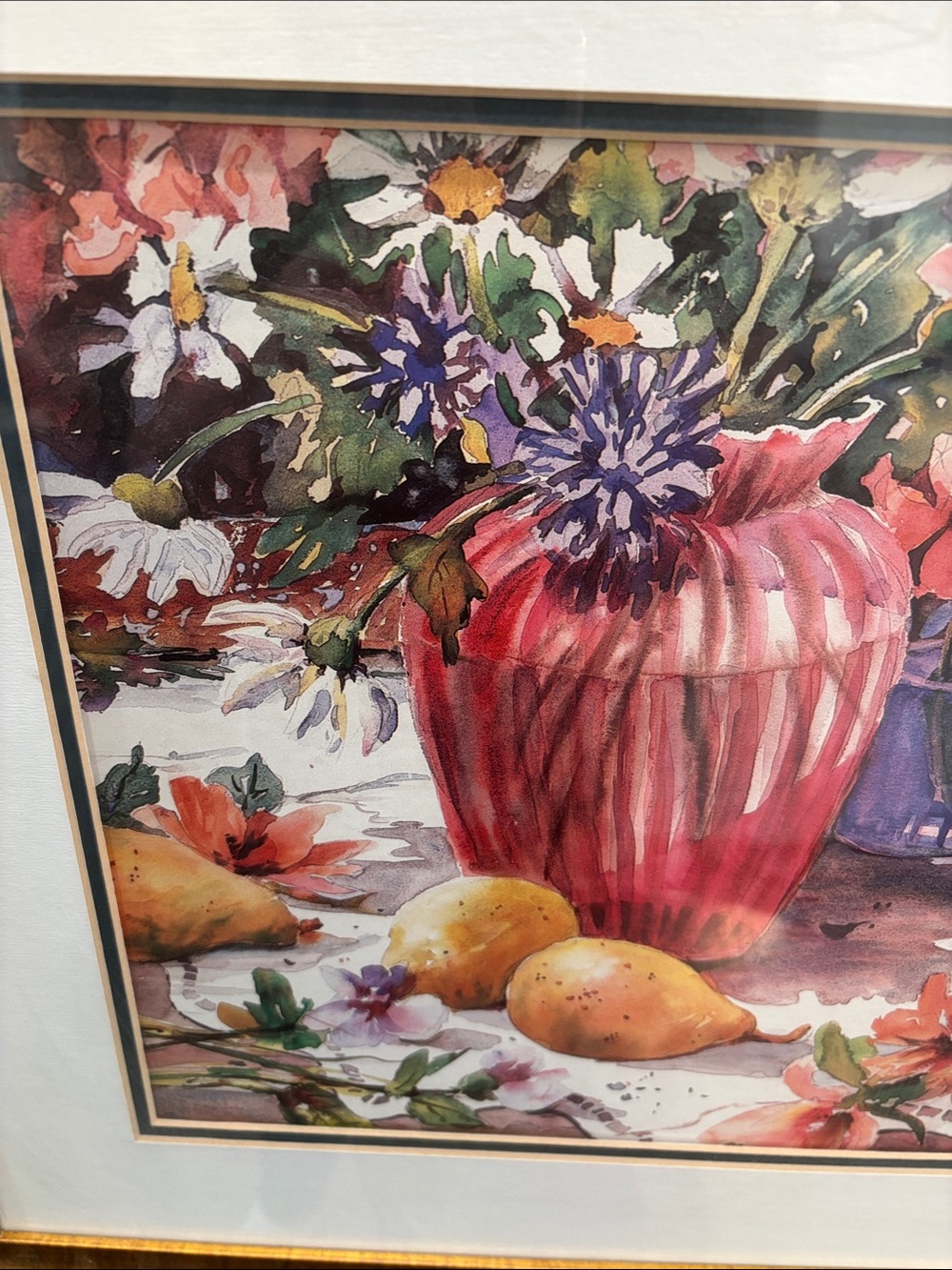 Colourful florals and pear art